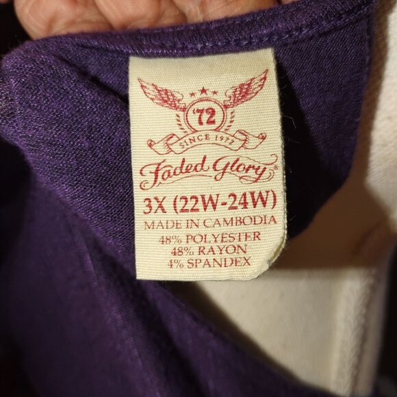 Faded Glory Purple Sleeveless V-Neck Tank Top W/ Gold Studded Detail 3X (22W-24W - Picture 5 of 5